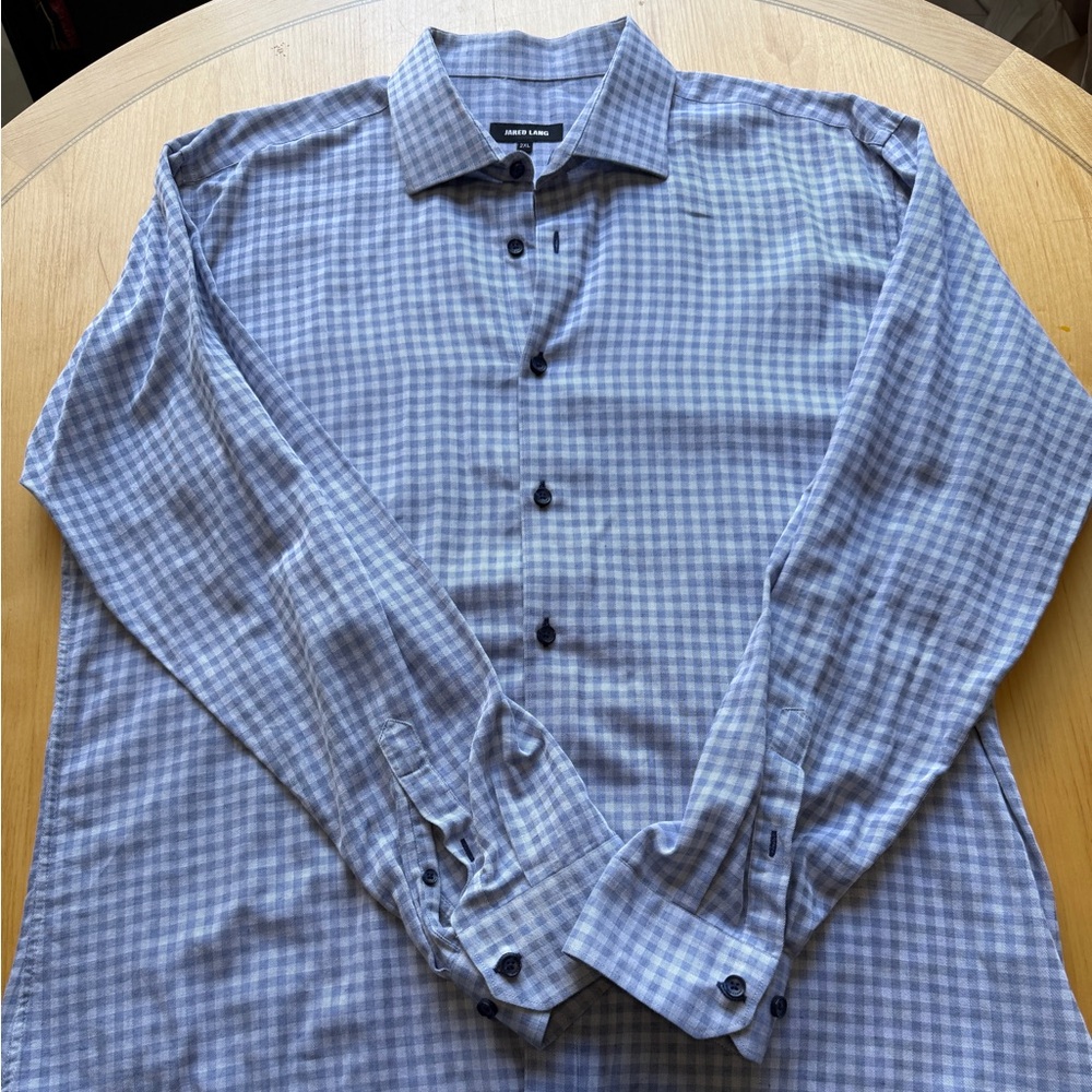 Jared Lang Gray Checkered Button-Down Shirt